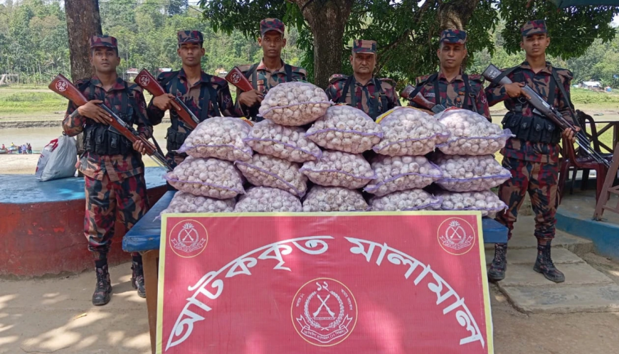 রাঙ্গামাটি সীমান্তে ভারতে পাচারকালে বিপুল পরিমাণ রসুন আটক