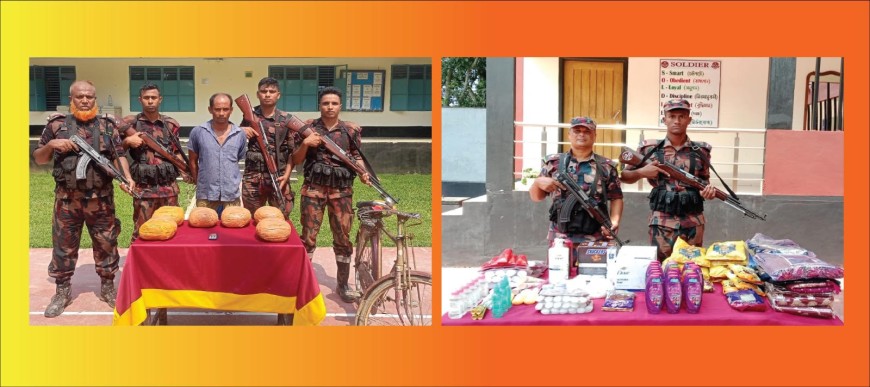যশোর সীমান্তে বিজিবি অভিযানে মাদকদ্রব্য ও চোরাচালান পণ্যসহ আটক-১